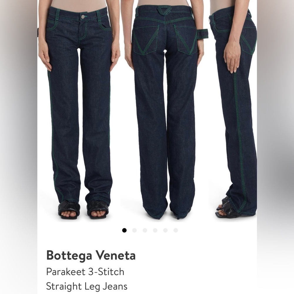 BOTTEGA VENETA
Denim Long Jeans W/ Green Stitching